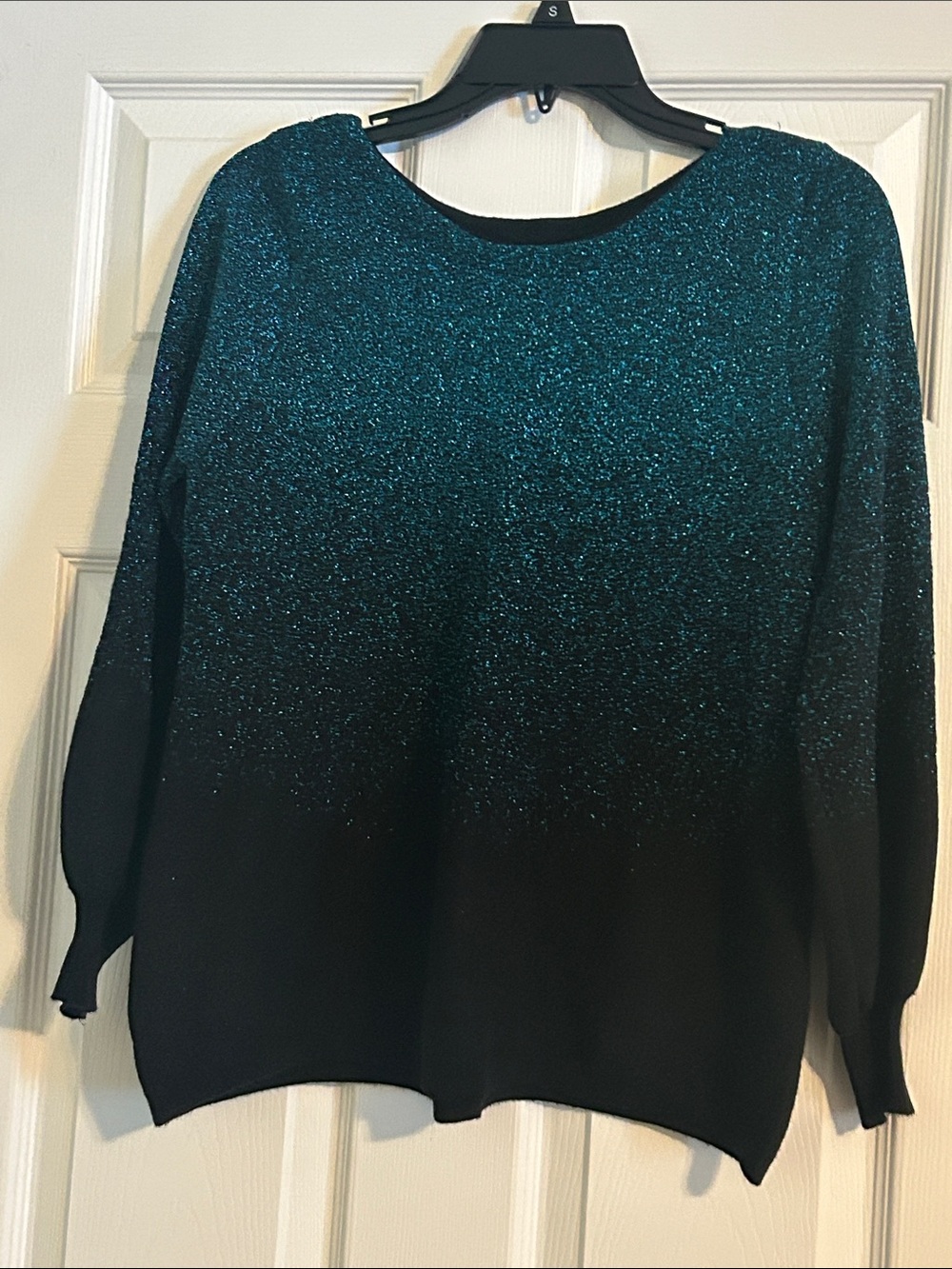 Nordstrom Teal and Black Ombre Crewneck Sweater